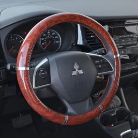 img 4 attached to 🚗 BDK Woodgrain Steering Wheel Cover - Stylish Dark Wood Pattern, Universal Fit 14.5-15.5" (SW-238-WD)
