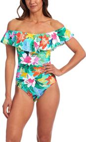 img 2 attached to 👙 La Blanca Off Shoulder Ruffle One Piece Swimsuit for Women