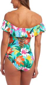 img 1 attached to 👙 La Blanca Off Shoulder Ruffle One Piece Swimsuit for Women