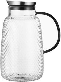 img 3 attached to 🍍 80oz Pineapple Series Glass Pitcher with Stainless Steel Lid | Hot & Cold Water Carafe, Fruit Tea & Coffee Maker, Ice Tea Pitcher, Juice Jar