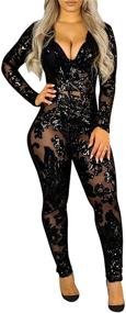 img 4 attached to 👗 Lucuna Womens Sequin Metallic Jumpsuit: Dazzling Women's Clothing in Jumpsuits, Rompers & Overalls