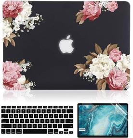 img 4 attached to 🌸 iDonzon Case for MacBook Air 13 inch A1466 A1369 - Matte Black Hard Cover & Black Keyboard Cover & Screen Protector - Compatible with 2010-2017 Release - Peony Flower Design