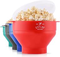 🍿 zulay kitchen large microwave popcorn maker - family size collapsible bowl with lid | bpa-free silicone popper | various colors (red) logo