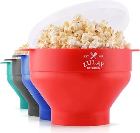 img 4 attached to 🍿 Zulay Kitchen Large Microwave Popcorn Maker - Family Size Collapsible Bowl With Lid | BPA-Free Silicone Popper | Various Colors (Red)
