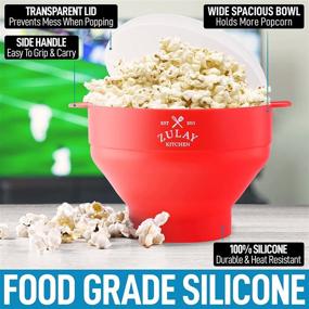 img 3 attached to 🍿 Zulay Kitchen Large Microwave Popcorn Maker - Family Size Collapsible Bowl With Lid | BPA-Free Silicone Popper | Various Colors (Red)
