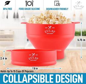 img 2 attached to 🍿 Zulay Kitchen Large Microwave Popcorn Maker - Family Size Collapsible Bowl With Lid | BPA-Free Silicone Popper | Various Colors (Red)