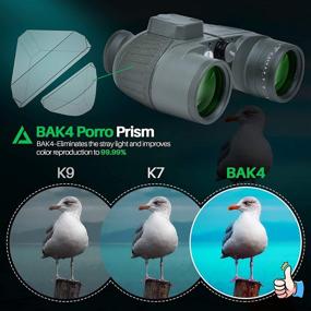 img 2 attached to Premium Marine Binoculars 10x50 with Rangefinder Compass - Waterproof, Fogproof, Low Light Vision - Ideal for Adults for Hunting, Bird Watching, Boating - Includes FMC Lens and Harness Strap
