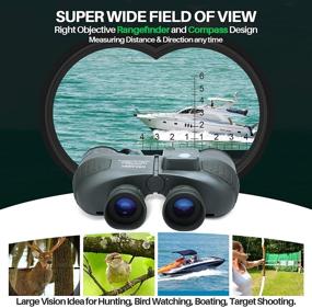 img 3 attached to Premium Marine Binoculars 10x50 with Rangefinder Compass - Waterproof, Fogproof, Low Light Vision - Ideal for Adults for Hunting, Bird Watching, Boating - Includes FMC Lens and Harness Strap