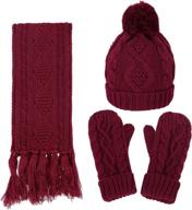 🧣 3-piece cable knit winter beanie, gloves & scarf set for women logo