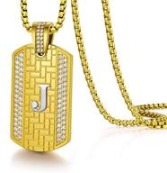 etevon 18k gold plated initial necklace with diamond square chain - hip hop style stainless steel letter pendant necklaces - ideal gifts for christmas, birthdays, and special occasions for men, women, boys, husband, boyfriend, and son logo
