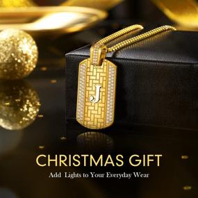 img 3 attached to ETEVON 18K Gold Plated Initial Necklace with Diamond Square Chain - Hip Hop Style Stainless Steel Letter Pendant Necklaces - Ideal Gifts for Christmas, Birthdays, and Special Occasions for Men, Women, Boys, Husband, Boyfriend, and Son