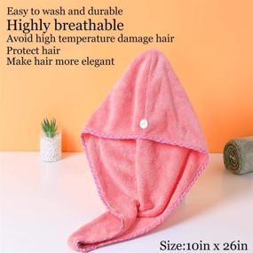 img 1 attached to 👩 Women's 4 Pieces Microfiber Hair Towel Wrap: Soft & Super Absorbent Quick Dry Turban for Curly, Long & Thick Hair - 10" X 26" Quick Dryer Hat