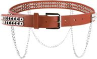 🔥 fierce style statement: hzman women's faux leather studded fashion belt with punk metal chain logo