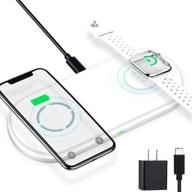 🔌 apple mfi certified 2-in-1 wireless charger: fast charging mat for apple watch, iphone, and airpods - qi wireless charging station with adapter included logo