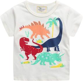 img 1 attached to 🦖 Unique and Stylish Dinosaur Graphic Crewneck T-Shirts for Boys by LOKTARC