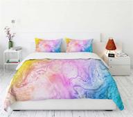 eubbasic twin size rainbow marble bedding comforter set with abstract art pastel pink blue print quilt set for women - girly art painting bedding sets for bedroom décor logo