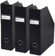 📦 organize with bigso fiona magazine storage boxes - set of 3, black, 10 x 12.5 x 3.3 inches logo