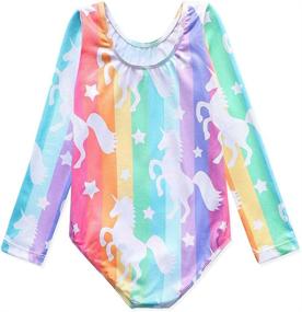 img 3 attached to 🦄 Girls' Dancewear: Gymnastics Leotards with Sparkling Unicorn, Rainbow, Mermaid, Pink, Purple, and Clouds