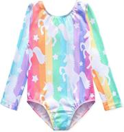 🦄 girls' dancewear: gymnastics leotards with sparkling unicorn, rainbow, mermaid, pink, purple, and clouds логотип