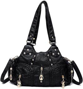 img 4 attached to 👜 Stylish Leather Satchel Handbag Women's B Style - Handbags & Wallets