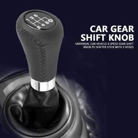 img 2 attached to 🚗 Рычаг переключения передач Qiilu Gear Shift Lever Knob Stick Head, 6-ступенчатая универсальная ручка для переключения передач автомобиля со стержнем переключения и 3 черными шлангами из полиуретана.