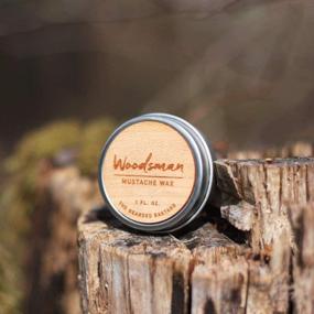 img 2 attached to Woodsman Mustache Wax: 1oz Tin for Strong All Day Hold, Enriched with Beeswax, Lanolin, and Jojoba Oil. Premium Men's Care for Great Smelling Facial Hair Products