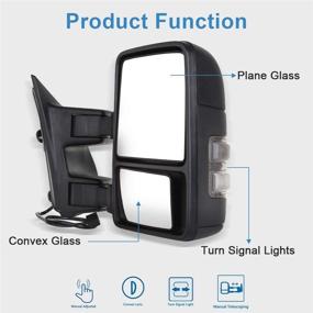 img 2 attached to 🔍 ECCPP Tow Mirrors for 1999-2015 Ford F250 F350 F450 F550 Super Duty - Manual Control, Turn Signal Light, Non-Heated Pair Mirrors - Driver and Passenger Side