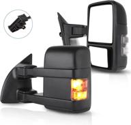 π eccpp tow mirrors for 1999-2015 ford f250 f350 f450 f550 super duty - manual control, turn signal light, non-heated pair mirrors - driver and passenger side logo