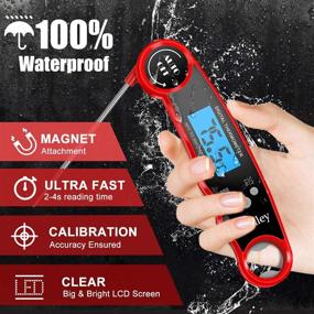 img 3 attached to 🌡️ Waterproof Ultra Fast Instant Read Digital Meat Thermometer for Cooking - Backlight &amp; Calibration Included - Ideal for Grilling BBQ Smoker Oil Deep Fry Candy Turkey