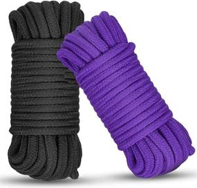 img 4 attached to 🔮 Durable Multipurpose Soft Cotton Rope, 2 Pcs 32 Feet 10 Meter Long Cord – Purple & Black