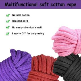 img 2 attached to 🔮 Durable Multipurpose Soft Cotton Rope, 2 Pcs 32 Feet 10 Meter Long Cord – Purple & Black