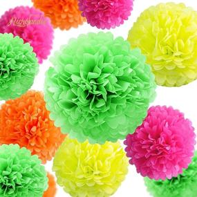 img 3 attached to 🎉 12 PCS Fluorescent Neon Tissue Paper Pom Poms by NICROLANDEE - Ideal for Blacklight Parties, Birthdays, Weddings, Baby Showers, Glow-in-The-Dark Events, Neon Themed Parties, Prom Dances, and Photography