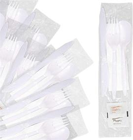 img 4 attached to 🍽️ Stock Your Home Plastic Cutlery Packets with Salt & Pepper in White (50 Count) - Convenient Wrapped Cutlery for Take Out, Delivery, Cafeterias, Restaurants, Uber Eats