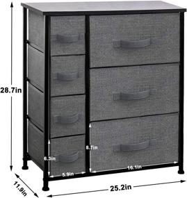 img 1 attached to 🗄️ CERBIOR 7-Drawer Dresser Storage Organizer - Sturdy Steel Frame with Wood Top and Easy Pull Fabric Bins for Clothing and Blankets