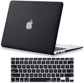 img 4 attached to Kuzy MacBook Air 11 inch Case A1465, A1370: Soft Touch Hard Shell Cover in Black with Keyboard Cover
