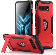 🔴 premium mme case for asus rog phone 3 – air trigger compatible, military grade drop protection, kickstand, camera protectors, dust plugs, 9d tempered glass | red logo