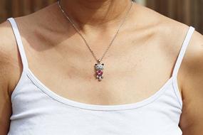 img 1 attached to Discover Stunning Silver Cubic Zirconia Blue Pink Amethyst Heart Pendant Necklace, Perfect for Girls and Children - F100