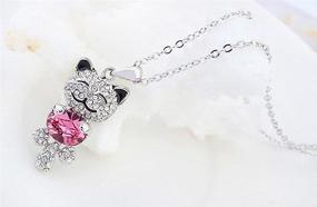 img 3 attached to Discover Stunning Silver Cubic Zirconia Blue Pink Amethyst Heart Pendant Necklace, Perfect for Girls and Children - F100