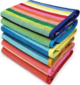 img 4 attached to 🏖️ Kaufman 6-Pack Soft Cotton Oversized Beach, Pool, and Bath Towels - Quick Dry, Highly Absorbent, 100% Yarn Dye, Bright Multi-Color Stripe Design (32in X 62in)