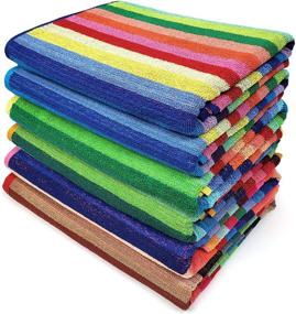 img 3 attached to 🏖️ Kaufman 6-Pack Soft Cotton Oversized Beach, Pool, and Bath Towels - Quick Dry, Highly Absorbent, 100% Yarn Dye, Bright Multi-Color Stripe Design (32in X 62in)