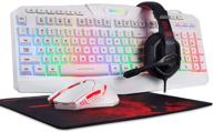 🎮 redragon s101 wired rgb backlit gaming keyboard and mouse combo with gaming mouse pad and headset – all-in-one pc gamer bundle for windows pc (white) logo