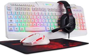 img 4 attached to 🎮 Redragon S101 Wired RGB Backlit Gaming Keyboard and Mouse Combo with Gaming Mouse Pad and Headset – All-in-One PC Gamer Bundle for Windows PC (White)