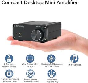 img 2 attached to Mini Bluetooth Amplifier Desktop Amp - Integrated Stereo Receiver, 2 Channel Class D Bluetooth 5.0 Home Audio Amplifier TPA3116 for Active Speakers, 50W x 2 (with Power Supply)