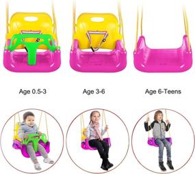 img 1 attached to AIPINQI 3 in 1 Kids Swing Seat, Infant Toddler Children Secure Swing Seat - Detachable & High Back Outdoor Playground Indoor Swing Seat (Pink)