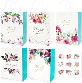 img 4 attached to 🌸 Floral Design Small Thank You Bags - 15 Pcs | White Kraft Paper - Perfect Party Favor Bags for Birthdays, Weddings, and Baby Showers - 6.3 x 8.7 x 3.1 inch