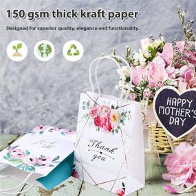 img 3 attached to 🌸 Floral Design Small Thank You Bags - 15 Pcs | White Kraft Paper - Perfect Party Favor Bags for Birthdays, Weddings, and Baby Showers - 6.3 x 8.7 x 3.1 inch