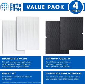 img 3 attached to Fette Filter - Premium True HEPA Replacement Filter for Winix Air Purifiers Model # 5500-2 & AM80 - 2 HEPA Filters + 2 Carbon Filters