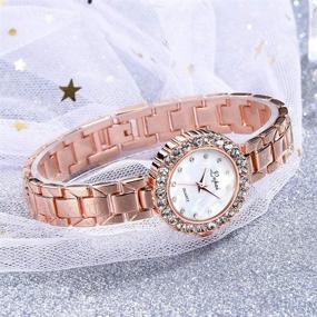 img 1 attached to ManChDa Luxury Women's Watch - Iced Out Quartz Movement Crystal Diamond Fashion Statement Timepiece with Romantic Charm + Jewelry Cuff Bracelet Set