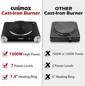 img 1 attached to 🔥 Efficient CUSIMAX Electric Hot Plate: Portable Single Burner 1500W, Cast Iron Heat-up, Adjustable Temperature Control – Upgraded Version B101