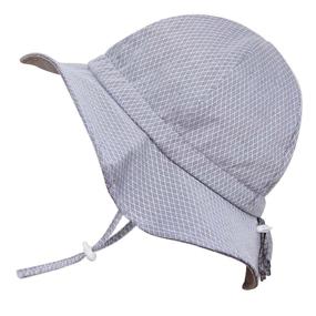 img 4 attached to JAN & JUL Cute Baby Sun Hat: Adjustable 50 UPF Cotton Blend, Stay-on Tie, Grey Tiny Argyle Print (S: 0-6m)